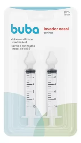 Buba Kit Lavagem Nasal c/2 Seringa 10mL Bico Silicone