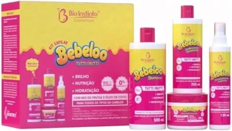 Kit Capilar Bebeloo Tutti Frutti Shampoo, Condicionador, Máscara Capilar e Spray Desembaraçante